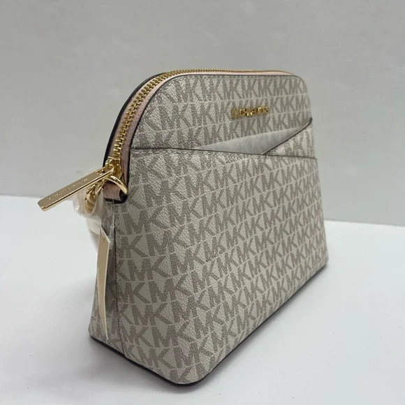Michael Kors Jet Set Travel Med Logo Dome Crossbody XCROSS XBODY Powder Blush NW